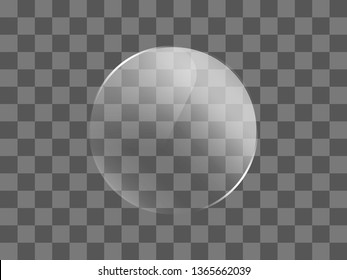 The texture of glass, mirror, window. Round glass plate. Light effect for a picture or a mirror. Beautiful realistic reflection. App icon