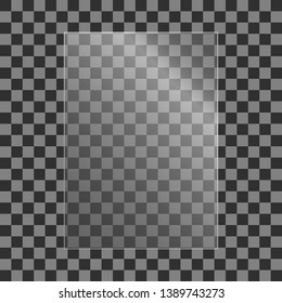 The texture of glass, mirrors, windows. Rectangular glass plate. Light effect for a picture or a mirror. Beautiful realistic reflection. The interior of the house