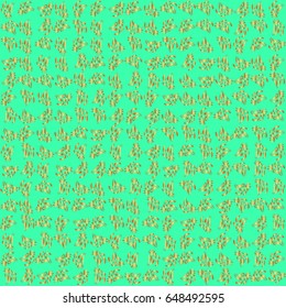 The texture of golden elements on green background. Vector golden seamless pattern.
