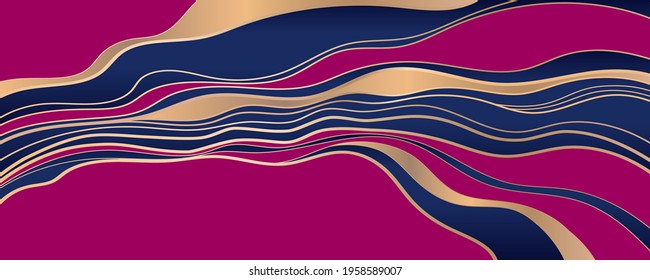 Texture with golden lines in paper cut style. Luxury art deco bacground web banner vector.