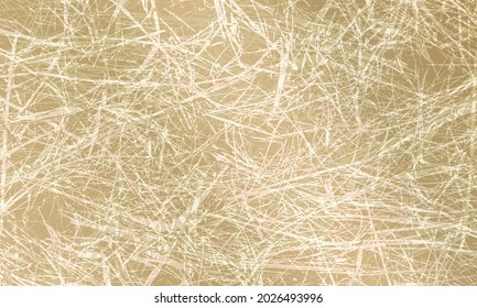 The texture is golden. Use as background. Cracks, cobwebs, hay, threads. Internet. Vector illustration. Basis, template, substrate for any decor, text, logo. Eps 10.