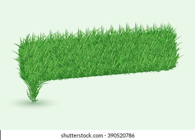 Texture of grass in shape of Speech bubbles icons isolated on white background. Vector illustration
