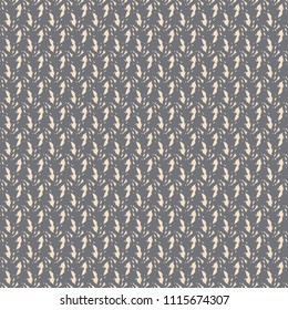 Texture of gray blue knitted sweater. Monochrome leaf pattern. Decorative background. Vector illustration.