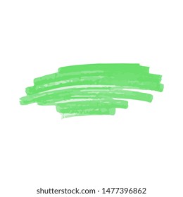 Texture of green crayon or paint markers horizontal strokes realistic vector illustration isolated on white background. Hand drawn doodles or hatching lines design element.