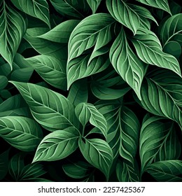 Texture of green leaves, green background pattern - Vector illustration