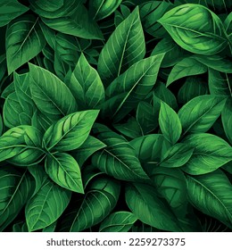 Texture of green leaves, green background pattern - Vector illustration