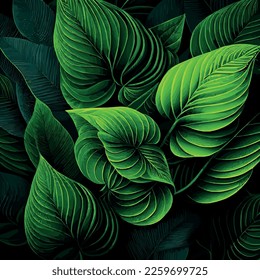 Texture of green leaves, green background pattern - Vector illustration