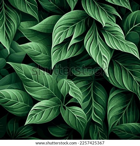 Texture of green leaves, green background pattern - Vector illustration