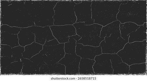 Texture grunge cracked background abstract black dark wall surface pattern. Distressed vintage rough overlay effect with damaged weathered aged broken fracture. Artistic frame border design element