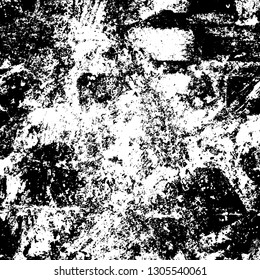 The texture of grunge is monochrome. Black and white background of scratches, chips, scuffs. Vintage, old surface pattern