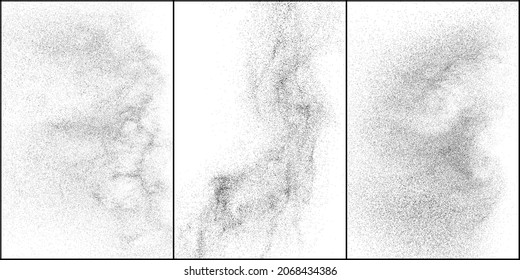 Texture grunge overlay dust grain noise set collection vector. Dirt scratch distressed abstract background vertical banner panel. Subtle soft particle element design illustration isolated