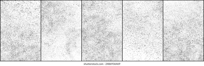 Textura negra angustiada. Textura granulada oscura sobre fondo blanco. Superposición de polvo con textura. Partículas de ruido de grano. Efecto blanco oxidado. Elementos de diseño Grunge. Ajuste la Ilustración vectorial, EPS 10.