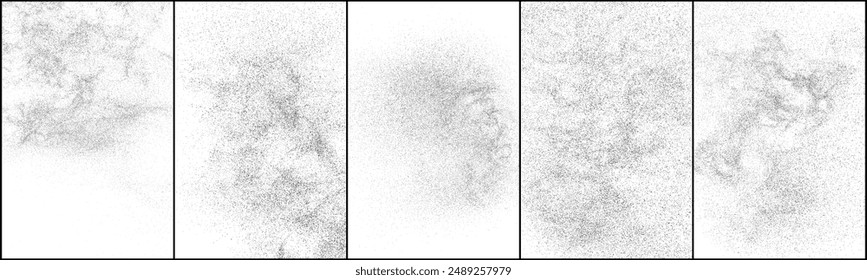 Textura negra angustiada. Textura granulada oscura sobre fondo blanco. Superposición de polvo con textura. Partículas de ruido de grano. Efecto blanco oxidado. Elementos de diseño Grunge. Ajuste la Ilustración vectorial, EPS 10.