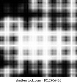 The texture of halftone black and white. Monochrome abstract futuristic background. The pattern of dots of ink for printing and creating your own unique design for business cards, posters, labels