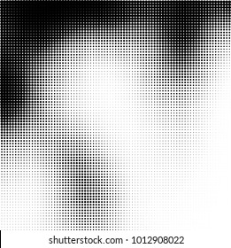 The texture of halftone black and white. Monochrome abstract futuristic background. The pattern of dots of ink for printing and creating your own unique design for business cards, posters, labels