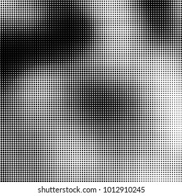 The texture of halftone black and white. Monochrome abstract futuristic background. The pattern of dots of ink for printing and creating your own unique design for business cards, posters, labels