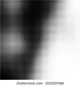 The texture of halftone black and white. Monochrome abstract futuristic background. The pattern of dots of ink for printing and creating your own unique design for business cards, posters, labels