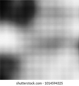 The texture of halftone black and white. Monochrome abstract futuristic background. The pattern of dots of ink for printing and creating your own unique design for business cards, posters, labels