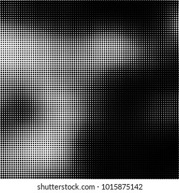The texture of halftone black and white. Monochrome abstract futuristic background. The pattern of dots of ink for printing and creating your own unique design for business cards, posters, labels