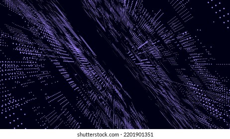 Texture of halftone dots. Futuristic abstract background. Particle pattern. Visualization of big data. Broken screen. Vector illustration.