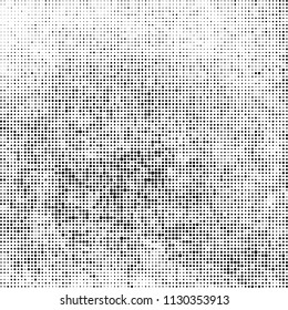 The texture of halftone is monochrome. Black and white background of dots of ink