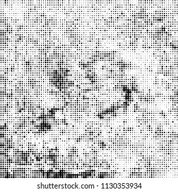 The texture of halftone is monochrome. Black and white background of dots of ink