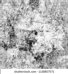 The texture of halftone is monochrome. Black and white background of dots of ink
