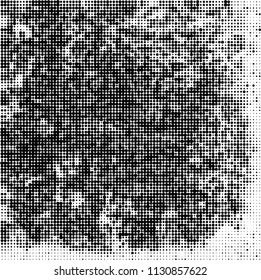 The texture of halftone is monochrome. Black and white background of dots of ink