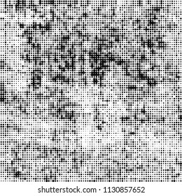 The texture of halftone is monochrome. Black and white background of dots of ink