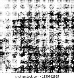 The texture of halftone is monochrome. Black and white background of dots of ink