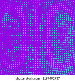 The texture of halftone turquoise dots on purple background