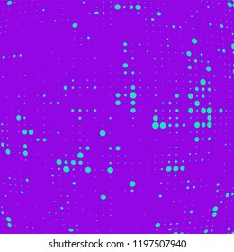 The texture of halftone turquoise dots on purple background
