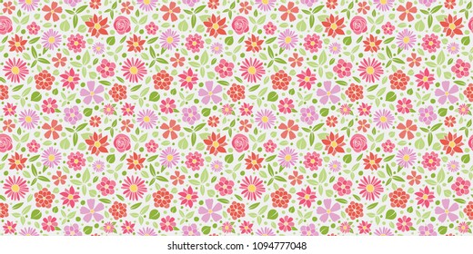Texture with hand drawn flowers. Mother's Day, Woman's Day and Valentine's Day. Vector.
