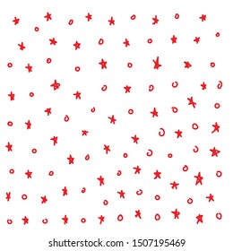 Texture With Hand Drawn Red Stars And Circles