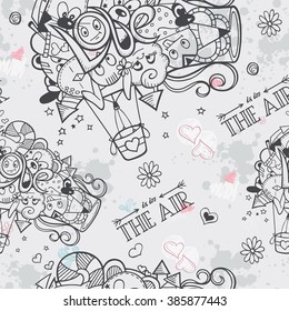 Texture hand drawn vector illustration scetch doodle balloon love isolated