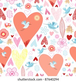 texture of hearts and birds