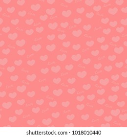 Texture of hearts on coral background