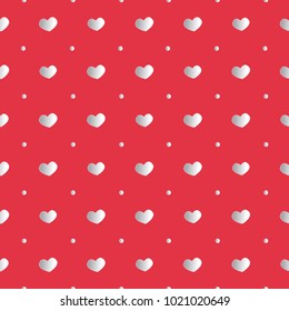 Texture of hearts on red background
