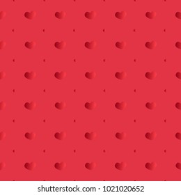 Texture of hearts on red background