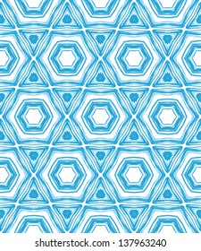 Texture with hexagons and star shapes in blue and white. Texture for web, print, fashion fabric, textile, Jewish wedding invitation background, Hanukkah gift wrappings