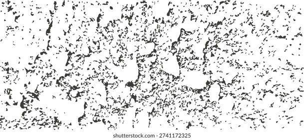 Texture: high-contrast grunge texture in landscape orientation, black-and-white spotted relief on a light background, vintage industrial style, for overlay mask background and graphic design.