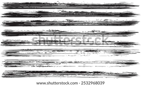 Texture with horizontal dry brush strokes, background with wide grunge stripes, abstract black paint brush and strokes, stripes pattern background, black rectangular long strokes drawn with wide brush