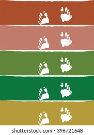 Texture of human footprint on colored backgrounds