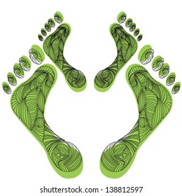 Texture of human footprint on white