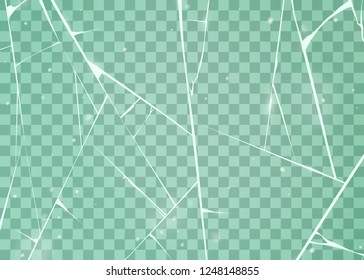 Texture of ice surface. Isolated on green transparent background. Vector illustration, eps 10.