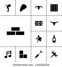 Texture icon. collection of 13 texture filled icons such as field, bull skull, brick wall, maple syrup, medical hammer, smoke. editable texture icons for web and mobile.