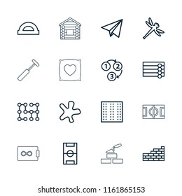 Texture icon. collection of 16 texture outline icons such as field, wooden wall, splash, protractor, 1 2 3, paper plane. editable texture icons for web and mobile.