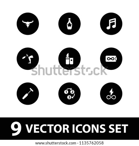 Texture icon. collection of 9 texture filled icons such as bull skull, note, maple syrup, knee hammer reaction check. editable texture icons for web and mobile.