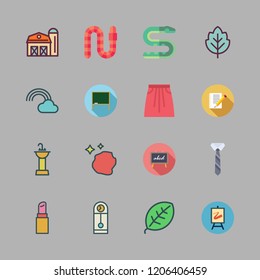 texture icon set. vector set about lipstick, snake, leaf and sink icons set.