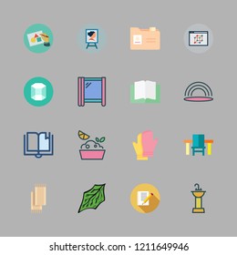 texture icon set. vector set about open book, window, notebook and leaf icons set.